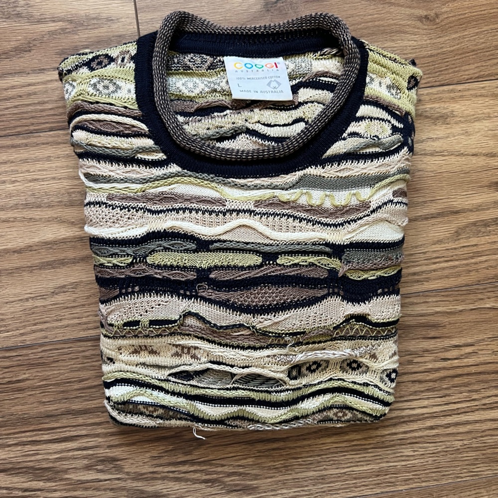 COOGI Vibrant 90s Y2K 3D Earth Tones Knit Sweater - Picture 2 of 5